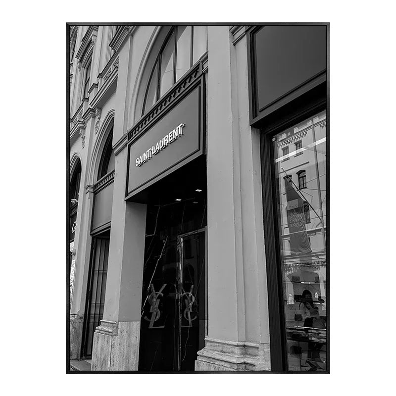 Black & White Luxury Car Paris Street Canvas Wall Art | Wovetsa