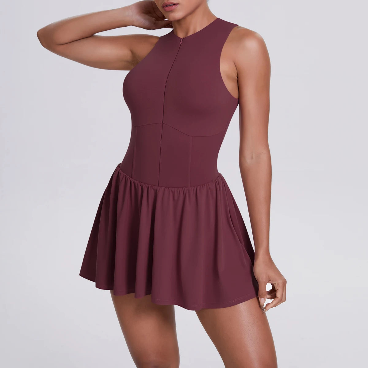 Sleeveless Yoga Bodysuit & Skirt Set | Wovetsa