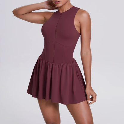 Sleeveless Yoga Bodysuit & Skirt Set | Wovetsa