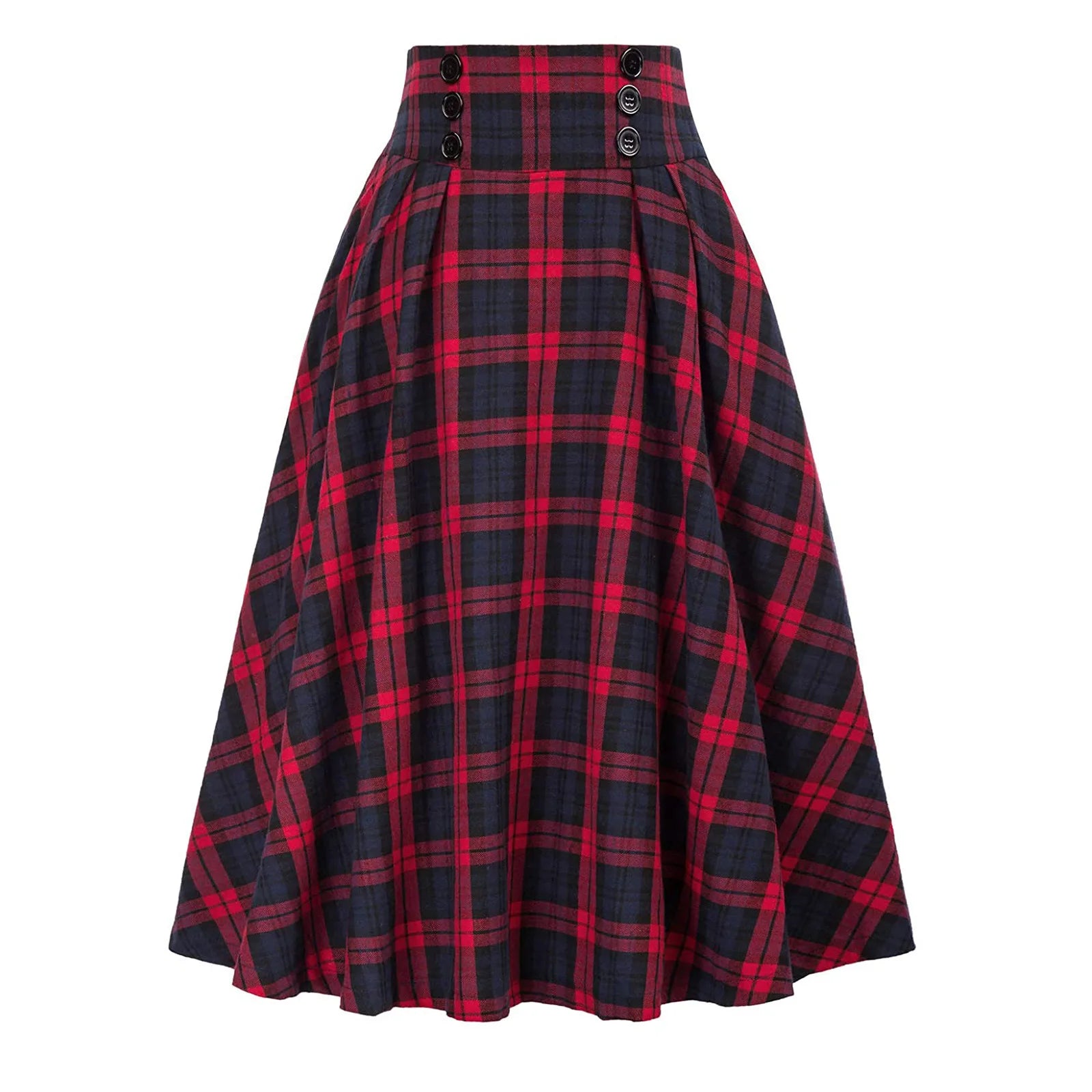 High Waist Plaid A-Line Swing Skirt | Wovetsa