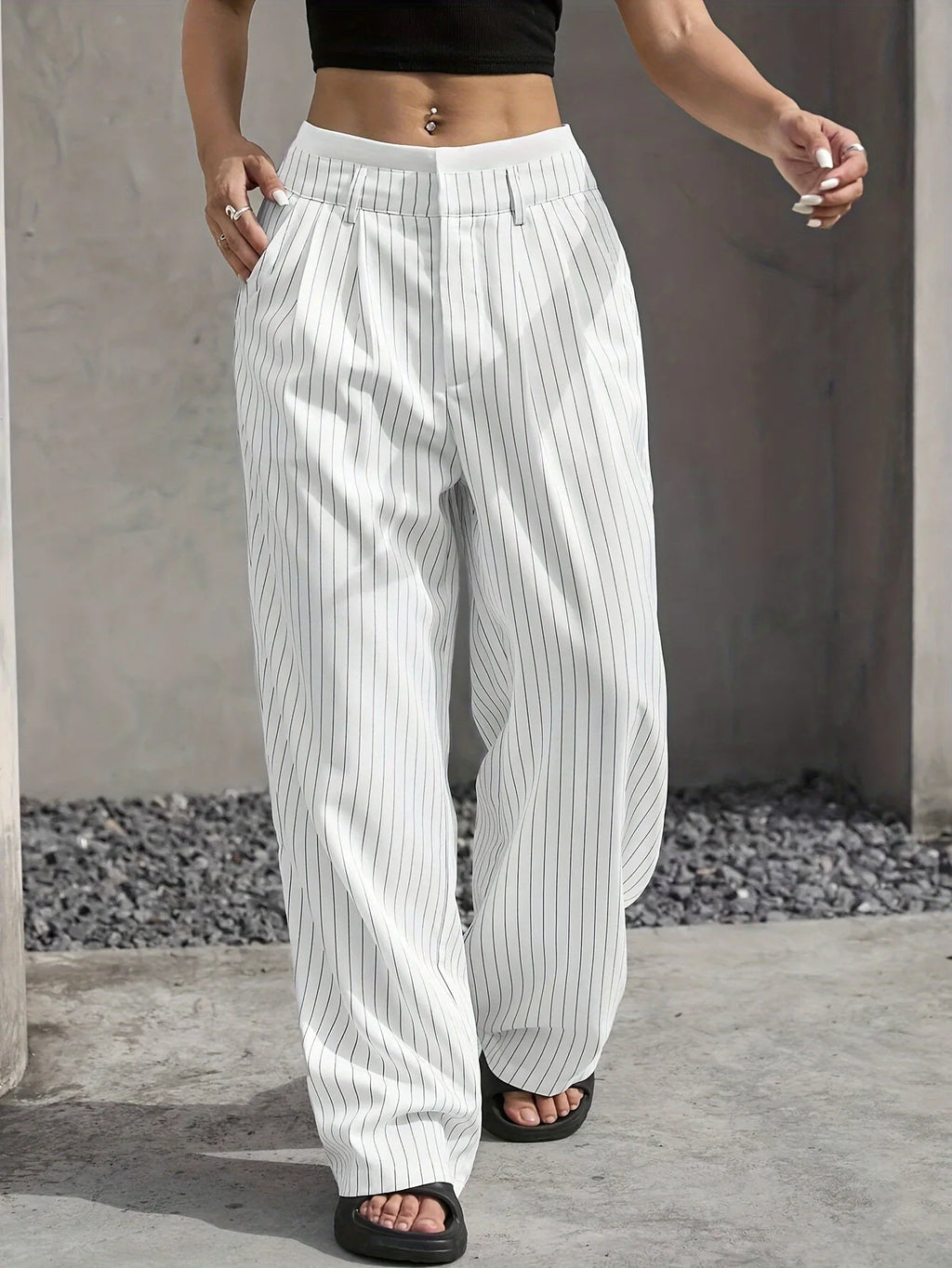 Striped Wide Leg Pants | Wovetsa