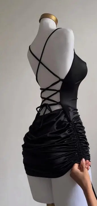 Lace-Up Halter Bodycon Dress | Wovetsa