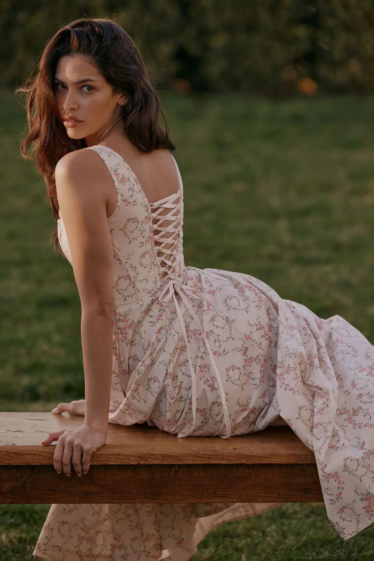 Floral Corset Midi Sun Dress | Wovetsa