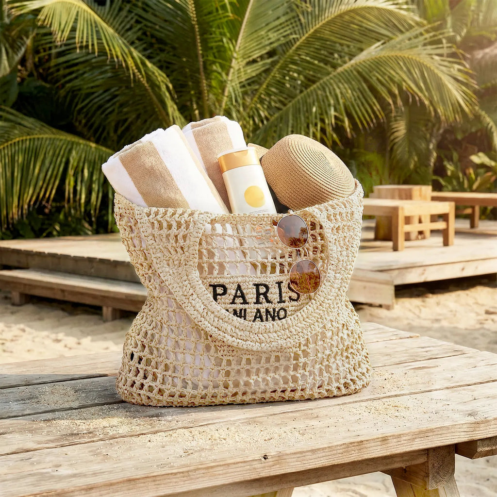 Handwoven Straw Beach Tote | Wovetsa