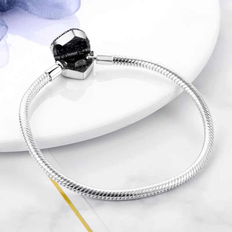 S925 Silver Heart Zircon Charm Bracelet | Wovetsa