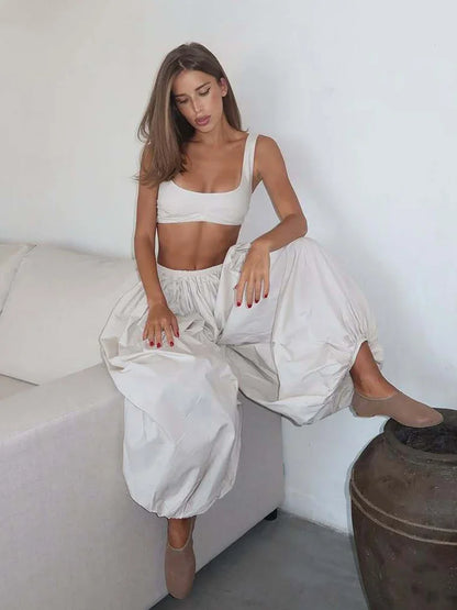 Stripe Drop Waist Lantern Pant 3-Piece Set | Wovetsa