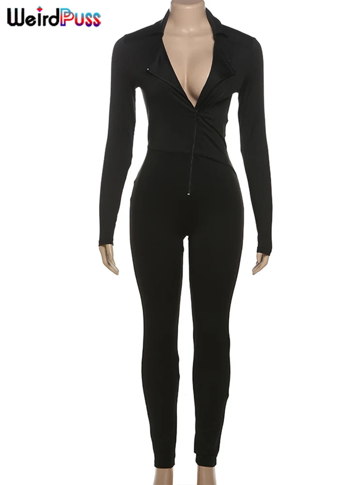 Zip-Up Skinny Fitness Jumpsuit | Wovetsa