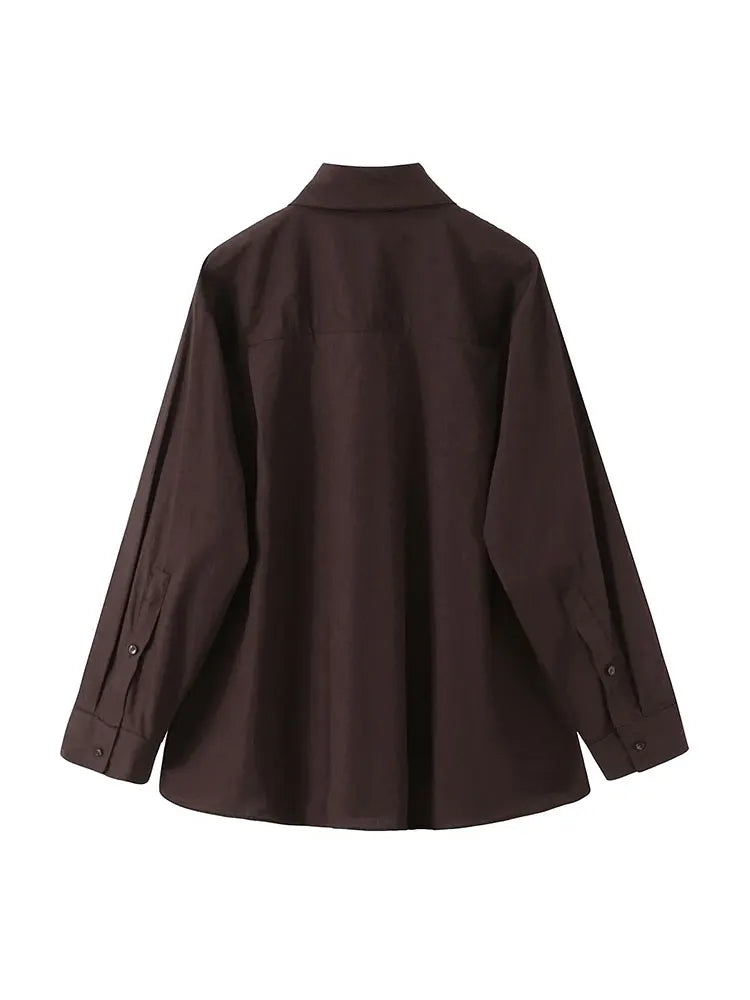 Scarf-Detail Loose Shirt | Wovetsa