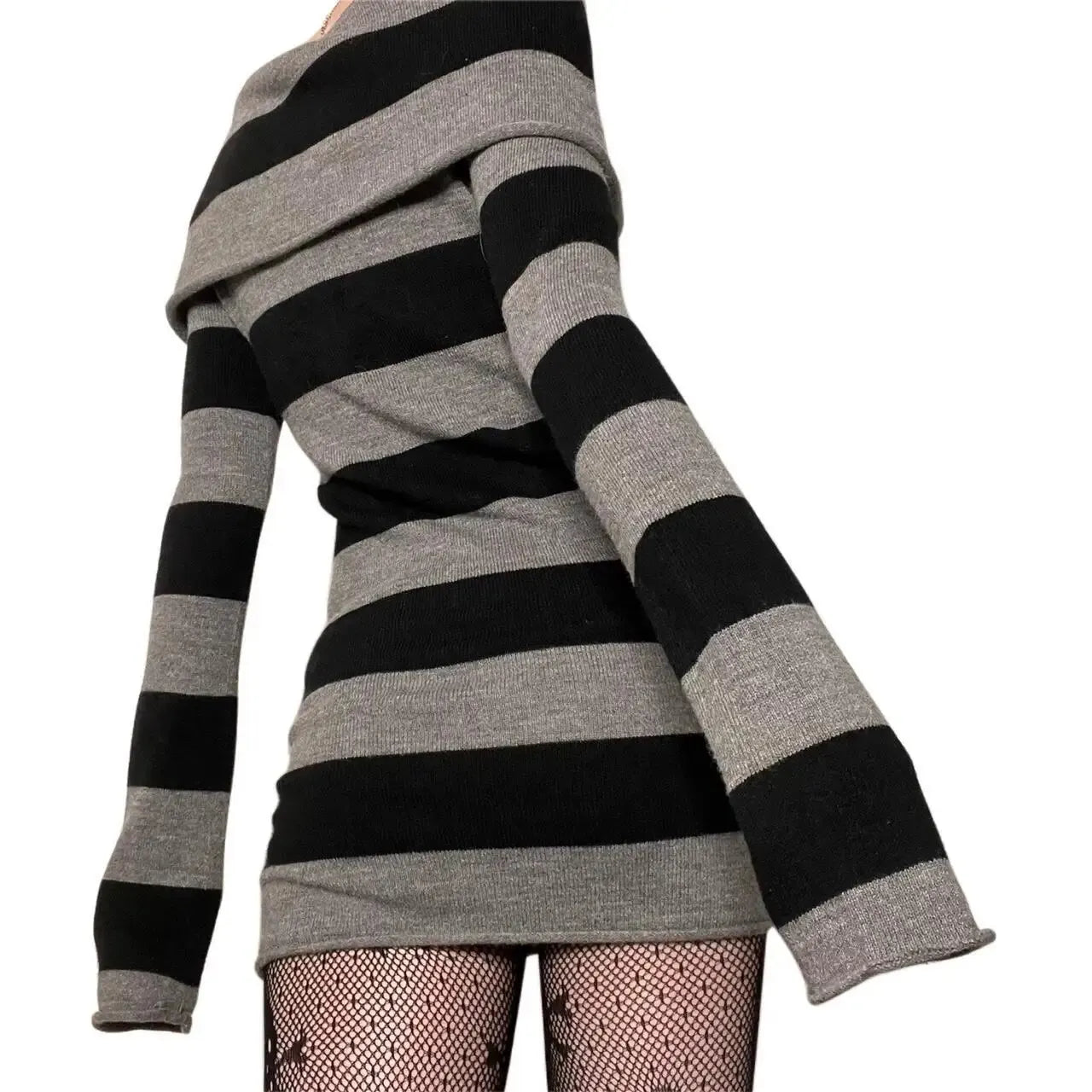 Striped Off-Shoulder Bodycon Mini Dress | Wovetsa