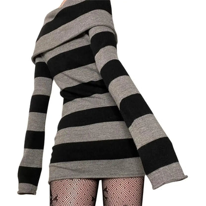 Striped Off-Shoulder Bodycon Mini Dress | Wovetsa