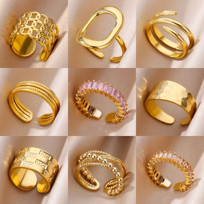 Gold-Tone Stainless Steel Cocktail Ring | Wovetsa