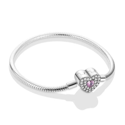 S925 Silver Heart Zircon Charm Bracelet | Wovetsa