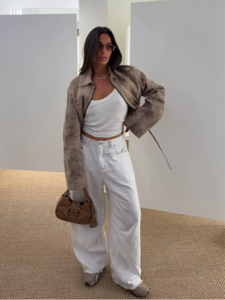 Vintage Tie-Dye Suede Short Jacket | Wovetsa