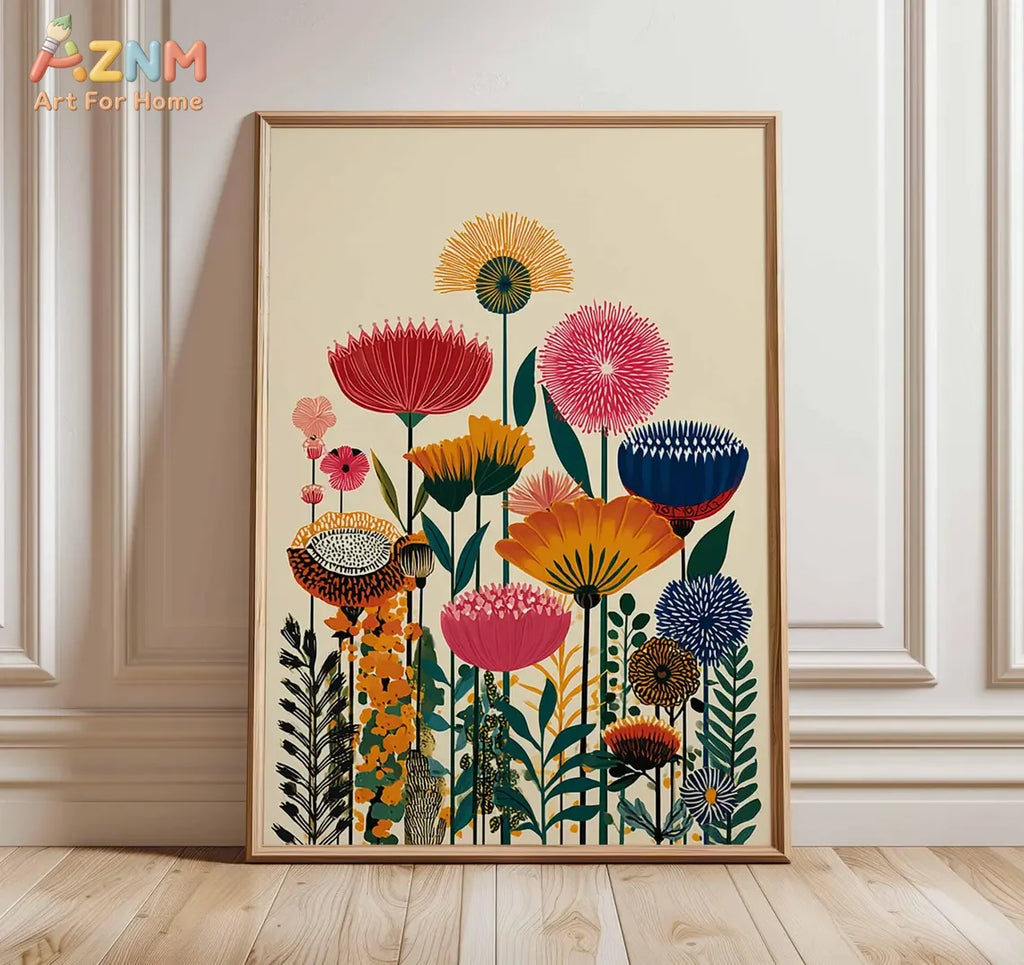 Colorful Botanical Floral Canvas Print | Wovetsa