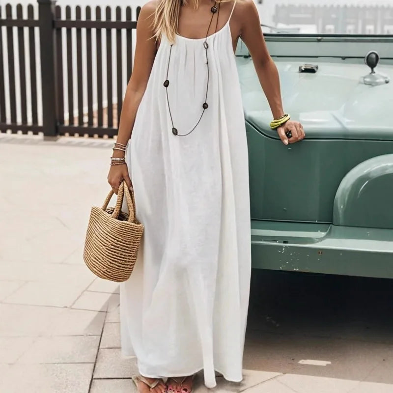 Loose Fit Spaghetti Strap Vacation Dress | Wovetsa