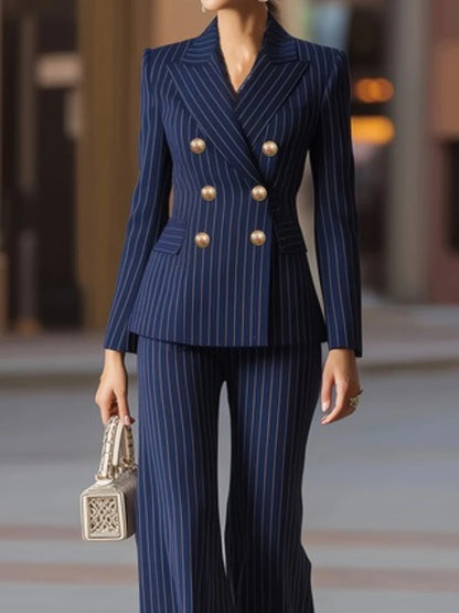 2026 Fashion Autumn Winter Ladies Pant Suit Women Striped Female Business Work Wear Jacket Blazer and Trouser Formal 2 Piece Set