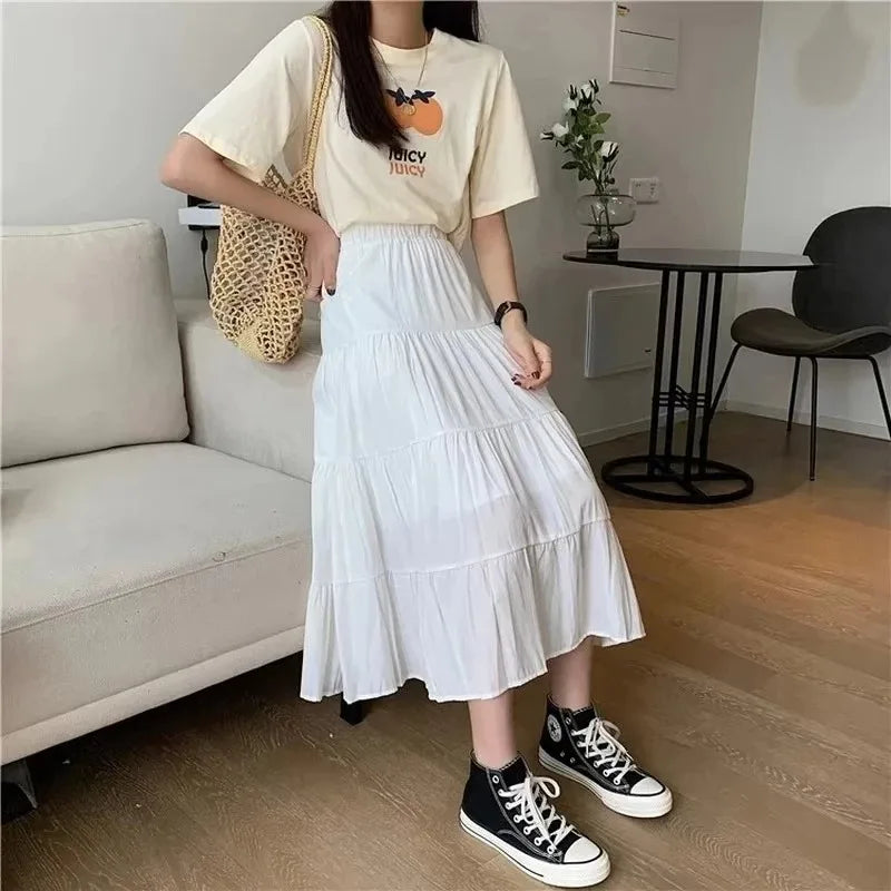 High Waist A-Line Pleated Midi Dress | Wovetsa