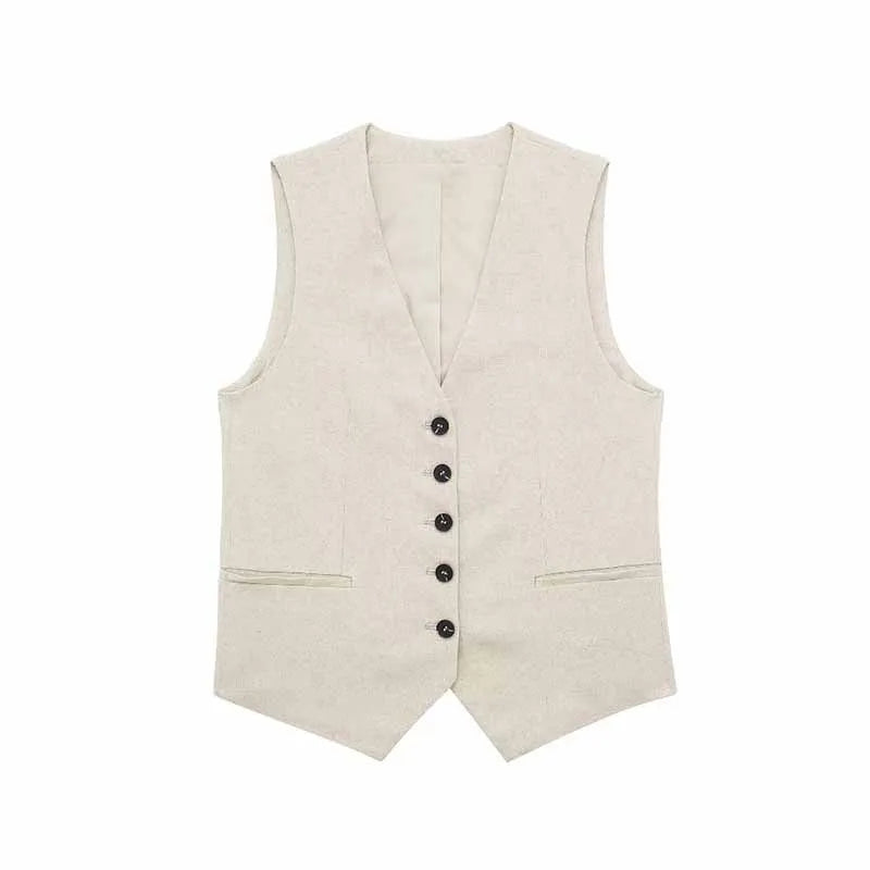 Women's Green Summer Two Piece Set | Relaxed Elegant Vest and Shorts Outfit