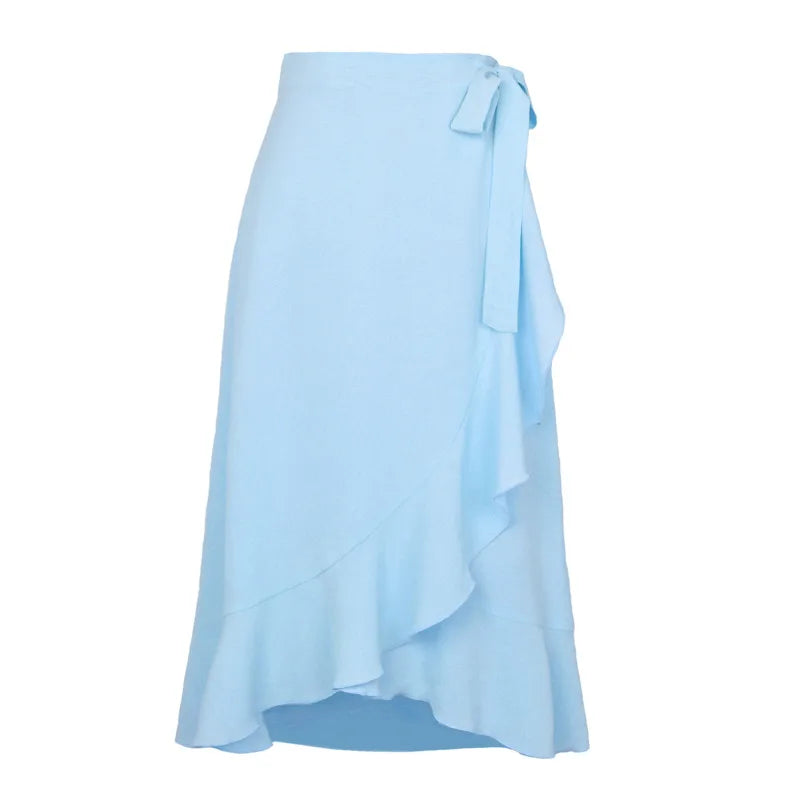 Lace-Up Ruffle Chiffon Bodycon Midi Skirt | Wovetsa