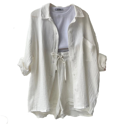 Long Shirt & High Waist Shorts Set | Wovetsa