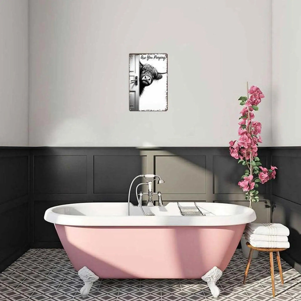 Funny Farmhouse Bathroom Wall Art Sign | Wovetsa
