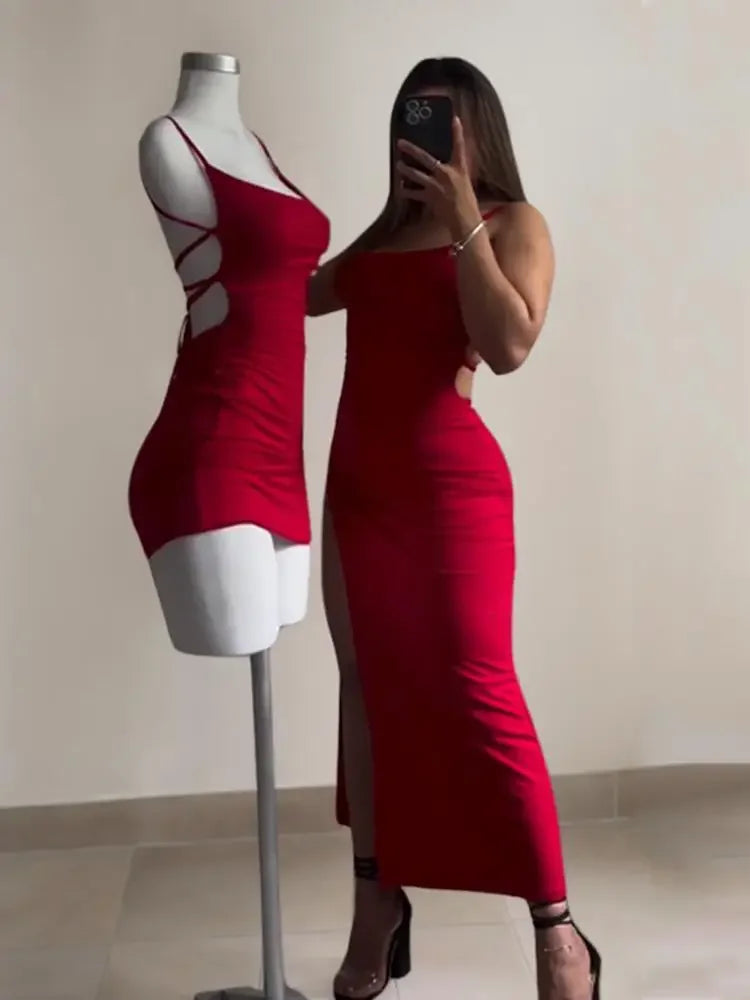 Halter Strap Bodycon Midi Dress | Wovetsa