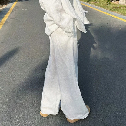 High-Waist Drawstring Wide-Leg Pants | Wovetsa