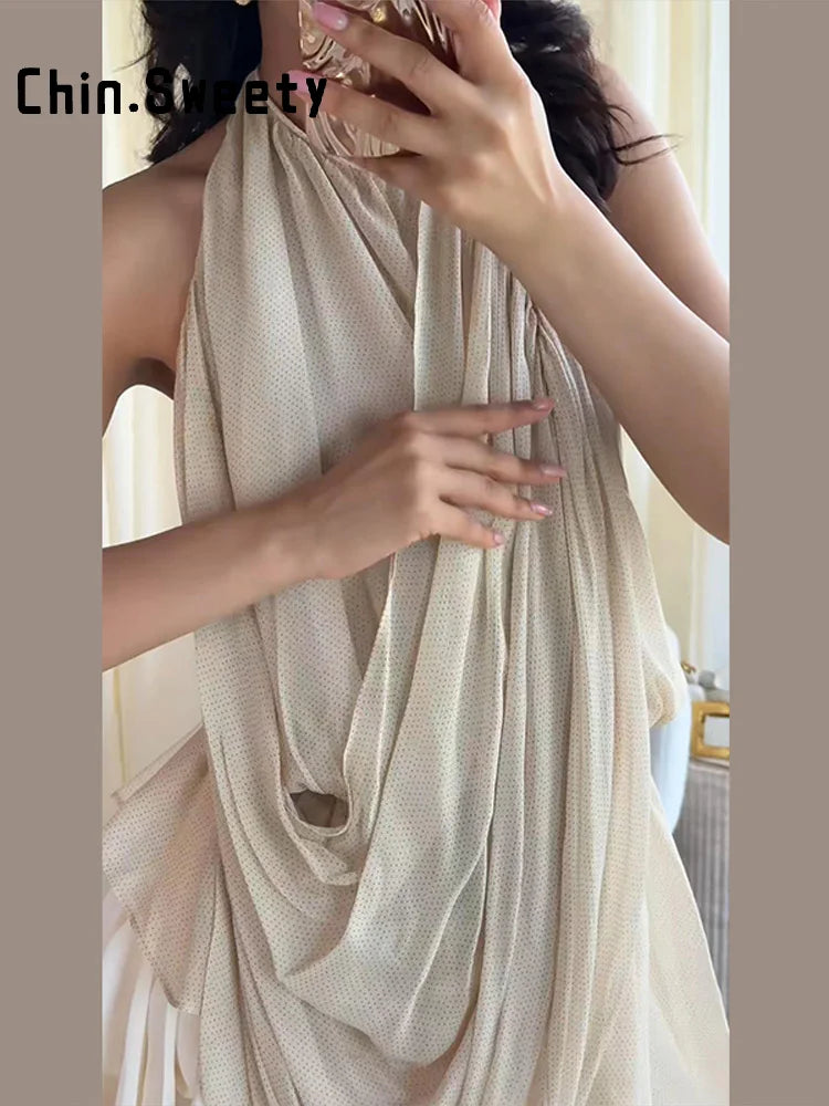 Pleated Halter Vest Top | Wovetsa