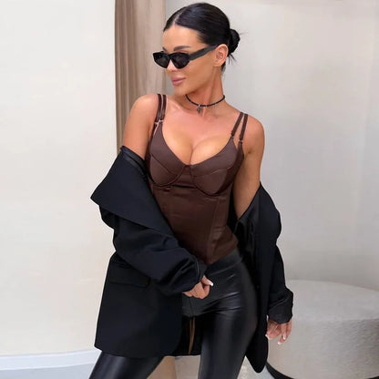Double Strap Backless Lace-Up Crop Top | Wovetsa