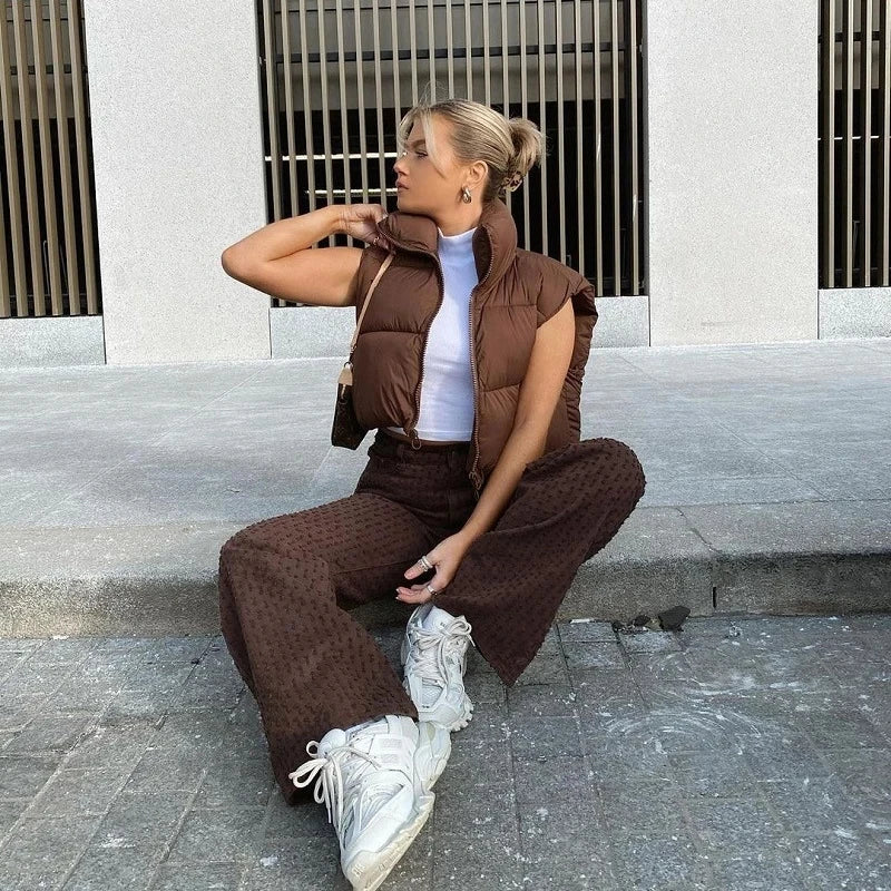 Women's Short Cotton Down Vest | Wovetsa