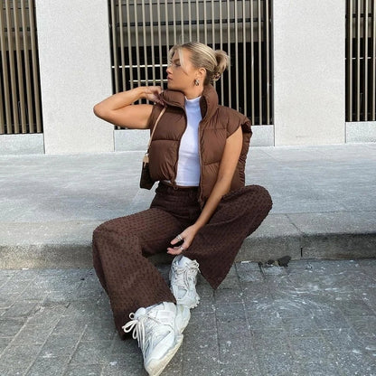 Women's Short Cotton Down Vest | Wovetsa