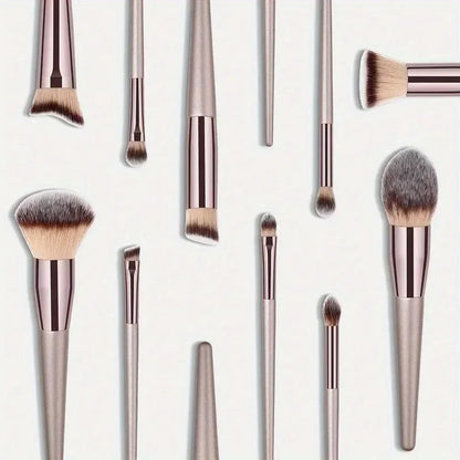 10-Piece Champagne Gold Makeup Brush Set | Wovetsa