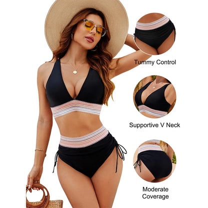 High Waist Tummy Control Bikini Set | Wovetsa