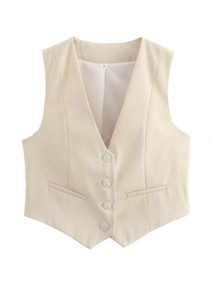 Cropped Suit Vest | Wovetsa