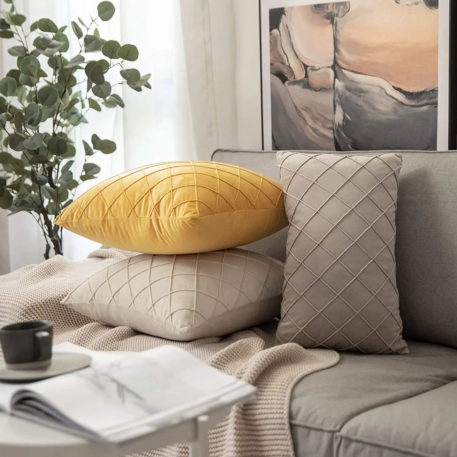 Cushion Cover Soft Velvet Geometric Funda Cojin 45×45cm Decorative Patio Furniture Pillowcase For Couch Balcony