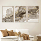 Minimalist Marble Beige Abstract Canvas Wall Art Set of 3 | Wovetsa