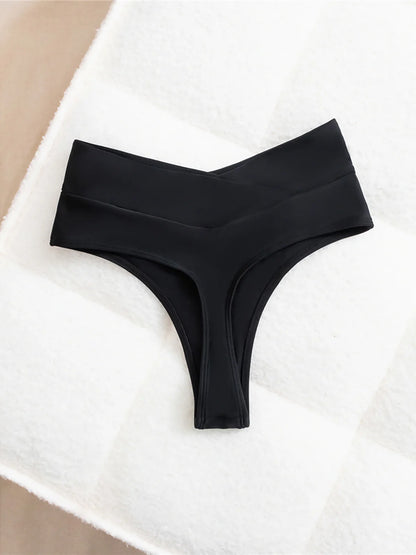 High Waist High-Leg Cut Bikini Bottom | Wovetsa