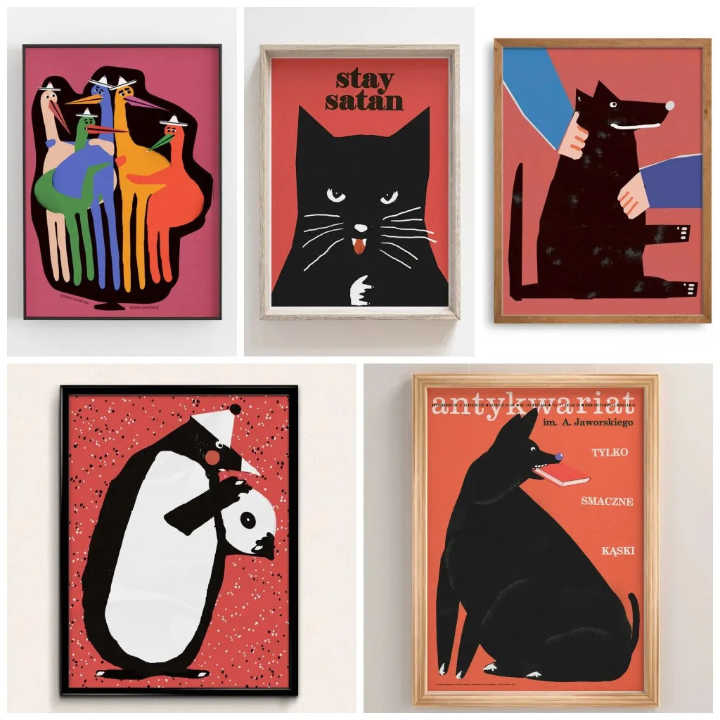 Modern Abstract & Funny Animal Canvas Wall Art Poster | Wovetsa
