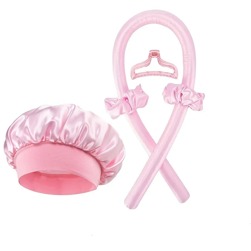 Satin Silk Sleep Cap & Heatless Curler Set | Wovetsa