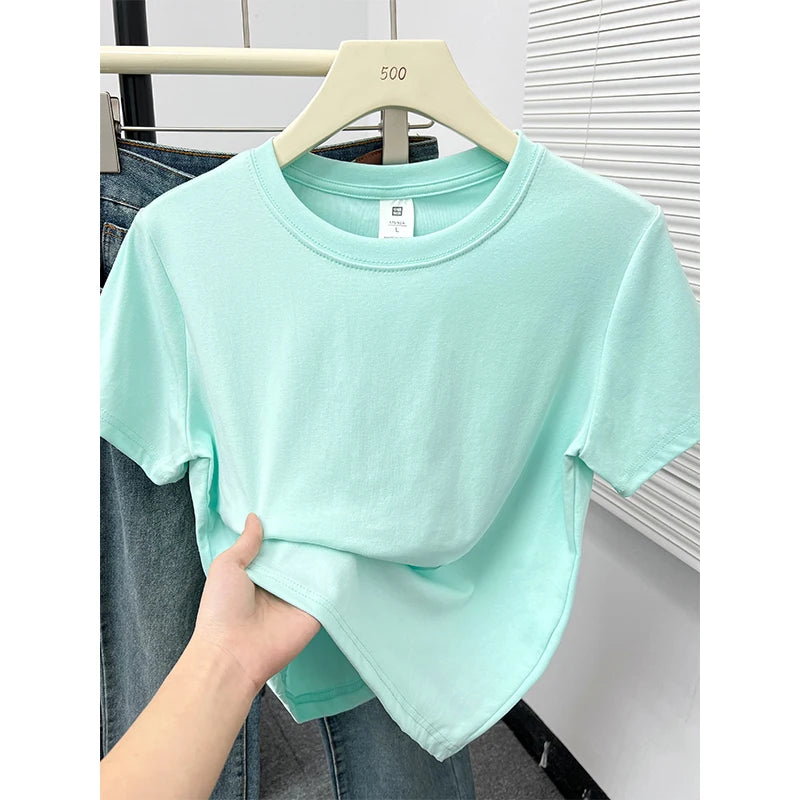 Solid Short Sleeve Casual Top | Wovetsa