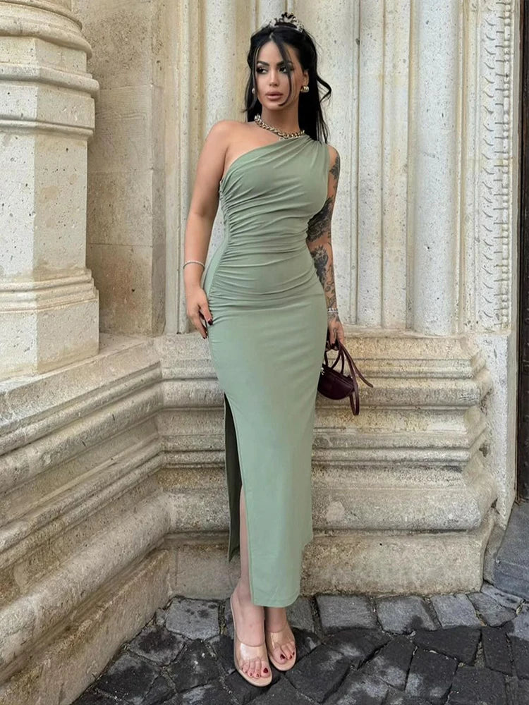 Women's Summer Maxi Dress – One Shoulder Backless Slim Fit Elegant Evening Dress