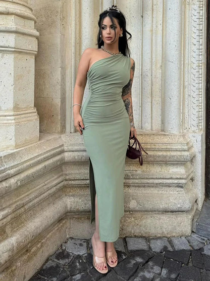 One Shoulder Backless Maxi Dress | Wovetsa