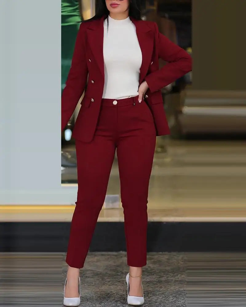 Slim Fit Blazer & Straight Leg Pants Two Piece Suit | Wovetsa