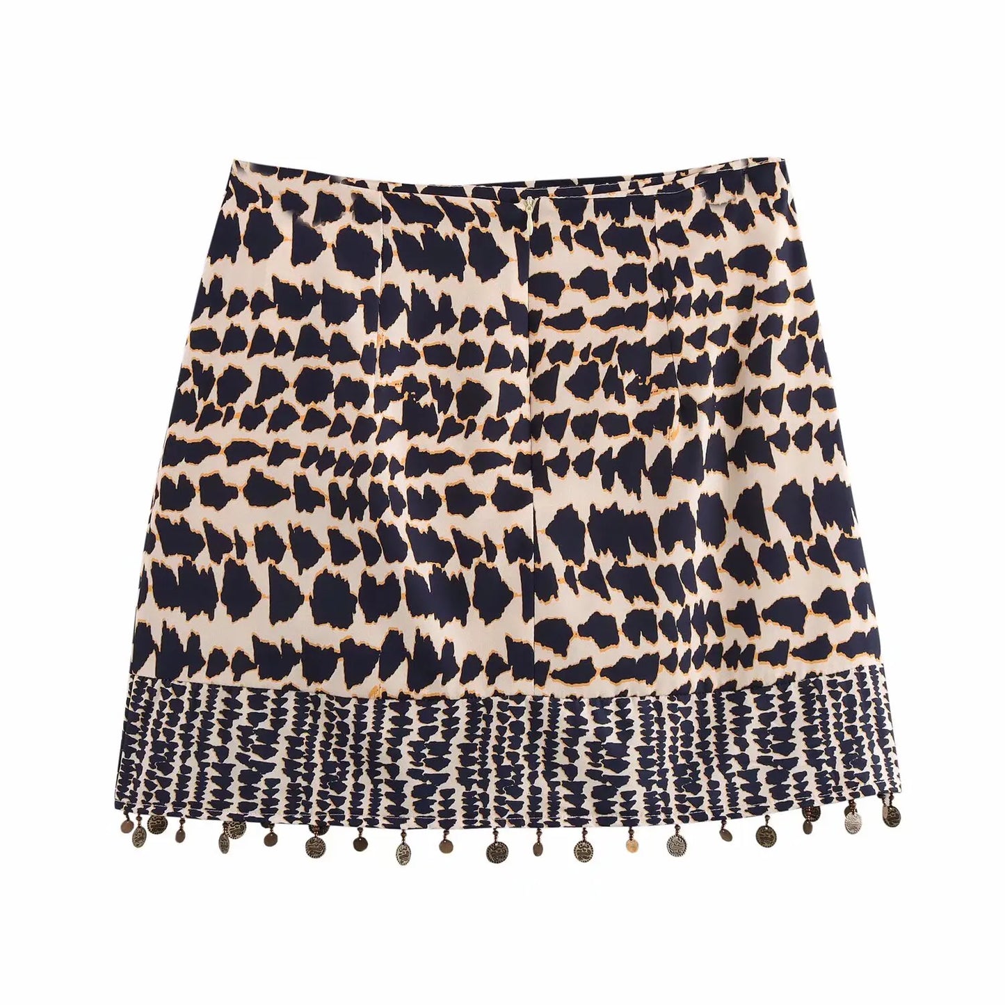 High Waist Beaded Print A-Line Mini Skirt | Wovetsa