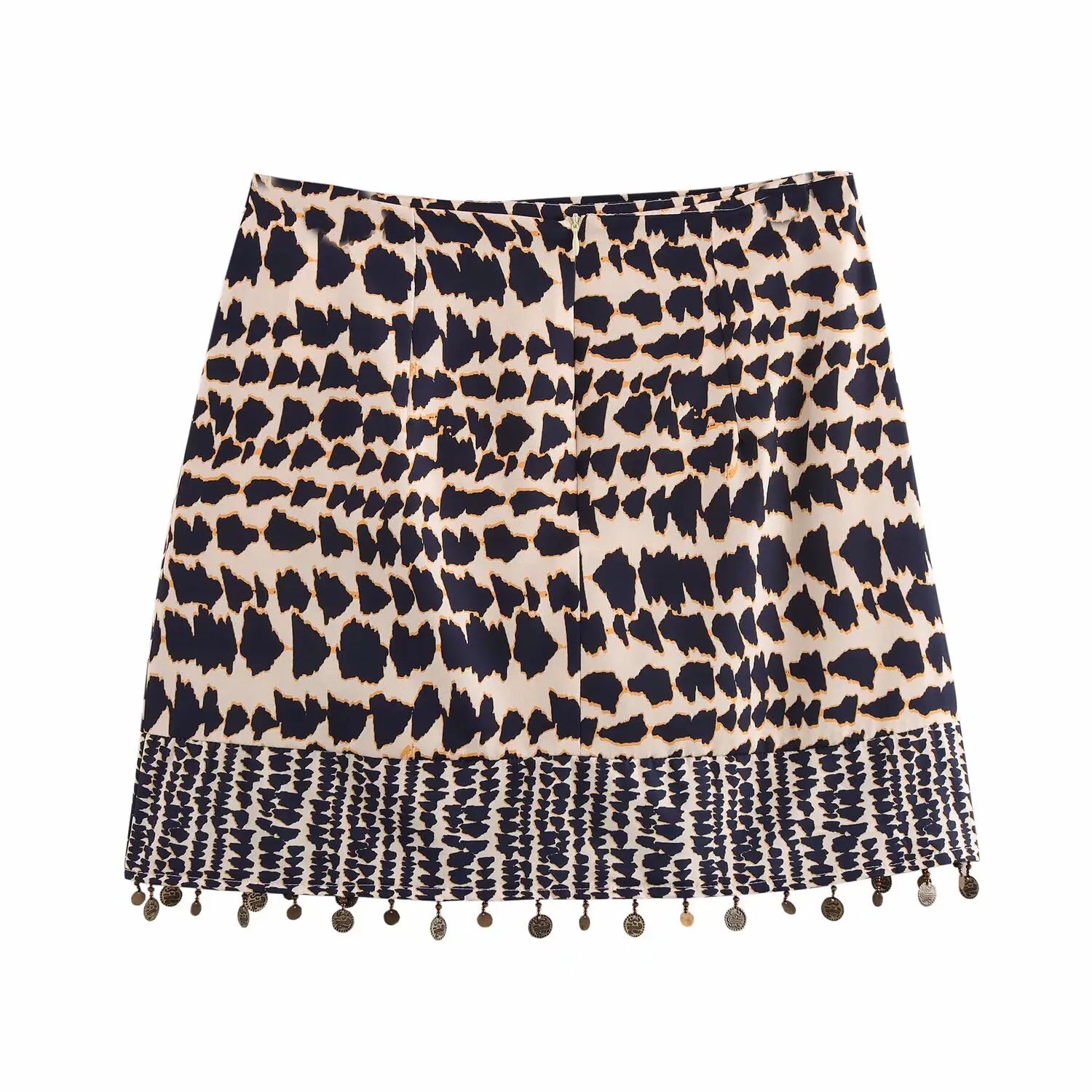 High Waist Beaded Print A-Line Mini Skirt | Wovetsa