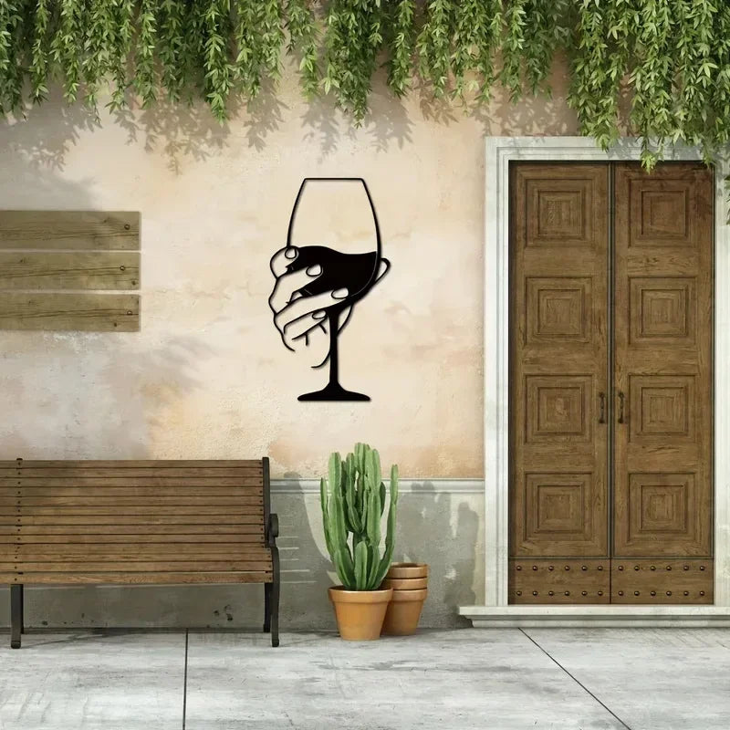 Wine Glass Metal Wall Art | Wovetsa