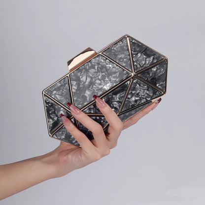 Acrylic Chain Evening Clutch Bag | Wovetsa