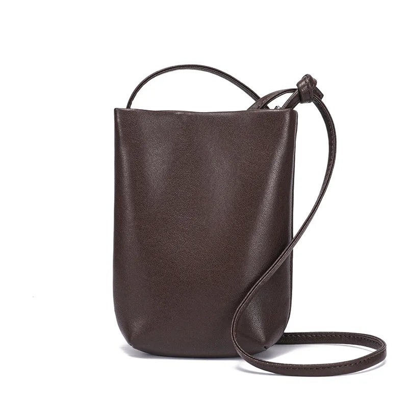 Genuine Leather Mini Shell Crossbody Bag | Wovetsa