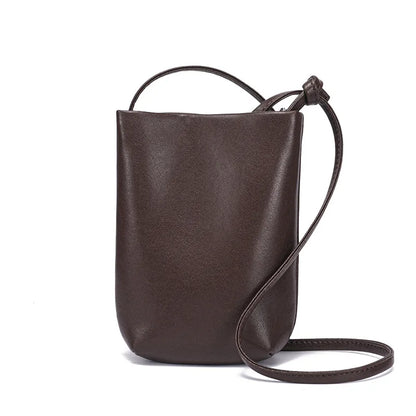 Genuine Leather Mini Shell Crossbody Bag | Wovetsa