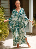 Animal Print Kaftan Beach Cover-Up Dress | Wovetsa